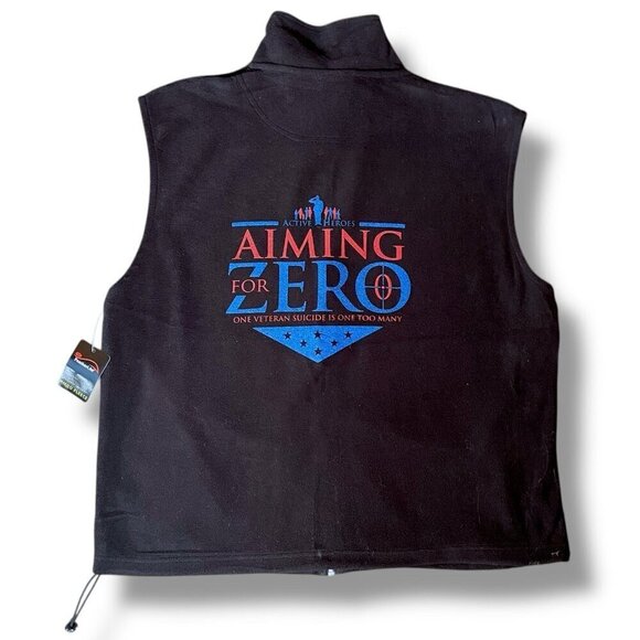 Aiming For Zero Veteran Suicide Awareness Featherlite Black Fleece Vest XL Mens - Picture 1 of 7